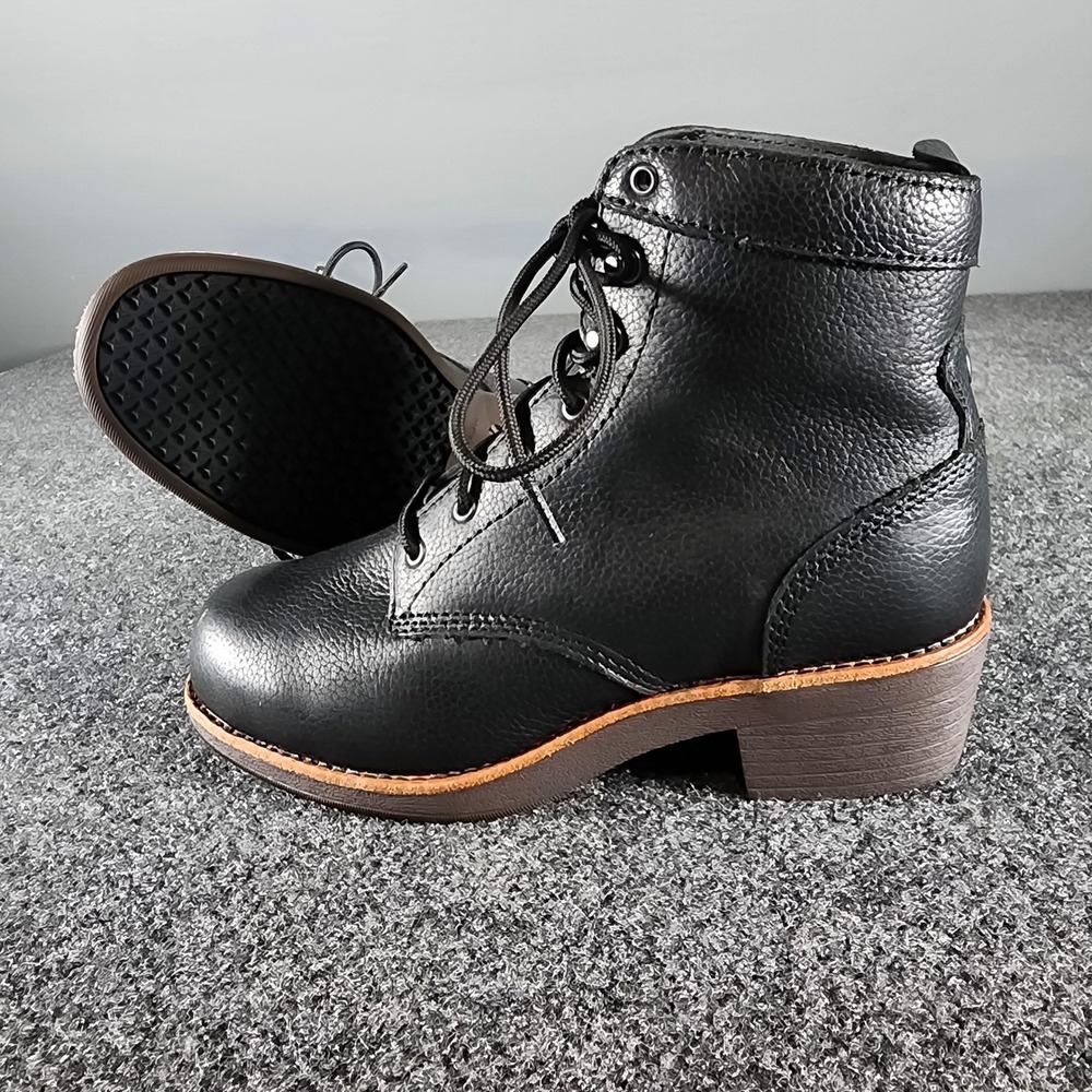 NWOB Worx by Red Wing Shoes Womens Black Leather Safety Toe Work Boots Size 6M